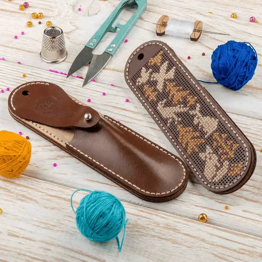 Scissor Leather Case Kit - Needlecraft Scissor Case, Scissor Holder Wonderland Crafts Scissor Cases - HobbyJobby