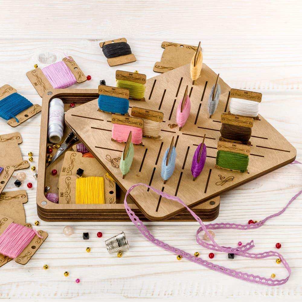 Storage Box for handcraft with 46 bobbins Wonderland Crafts Organizer Box - HobbyJobby