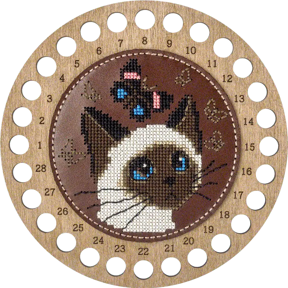 Thread Organizer Needlecraft Kit on Leather - Wooden Organizer for Threads Wonderland Crafts Floss Organizer - HobbyJobby