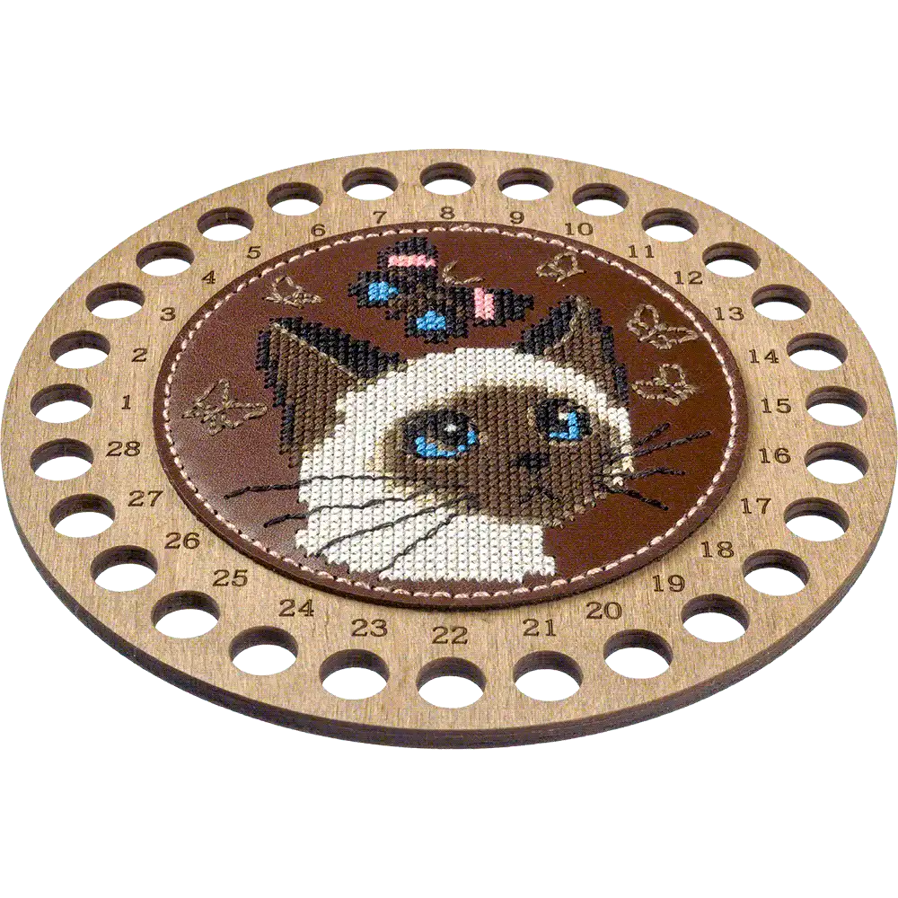 Thread Organizer Needlecraft Kit on Leather - Wooden Organizer for Threads Wonderland Crafts Floss Organizer - HobbyJobby