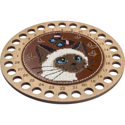 Thread Organizer Needlecraft Kit on Leather - Wooden Organizer for Threads Wonderland Crafts Floss Organizer - HobbyJobby