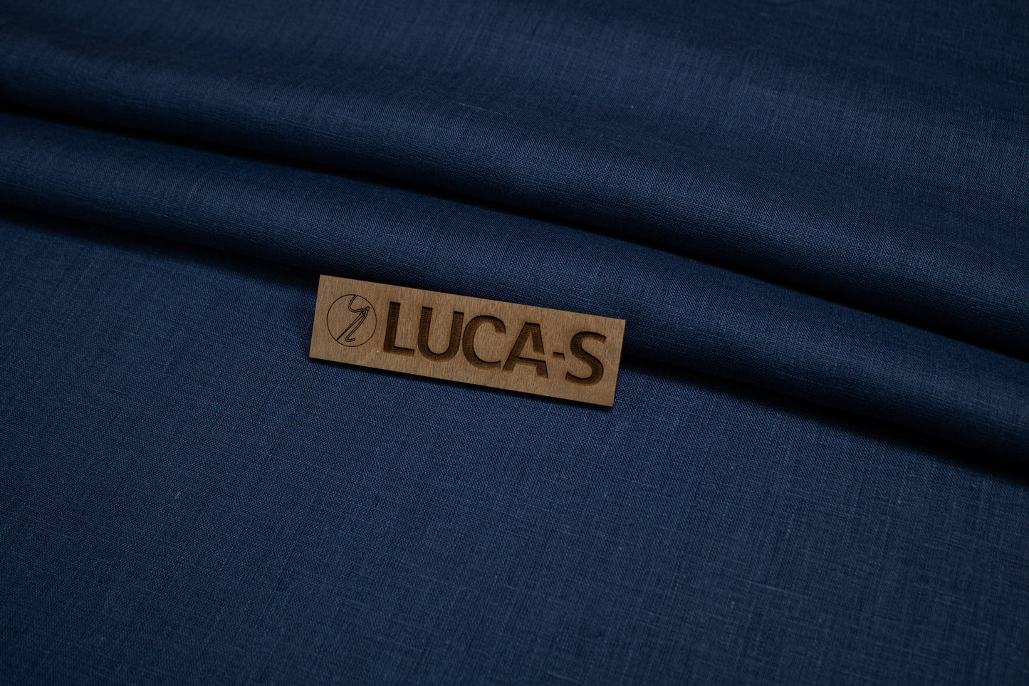 Luca-S Natural Pure 100% Linen Soft Fabric Navy Color