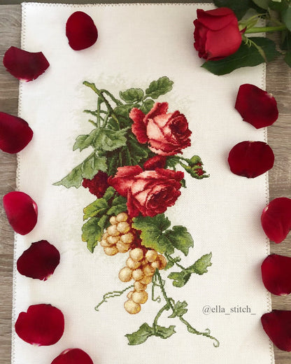 Cross Stitch Kit Luca-S - Red Roses and Grapes, B2229