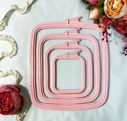 Cross Stitch Square Hoop, Pink - Nurge Embroidery Hoop