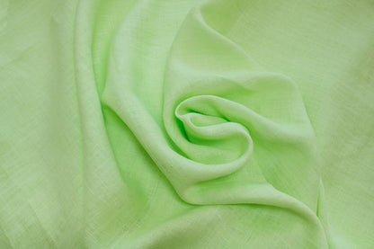 Luca-S Natural Pure 100% Linen Wrinkled Fabric Apple Green Color