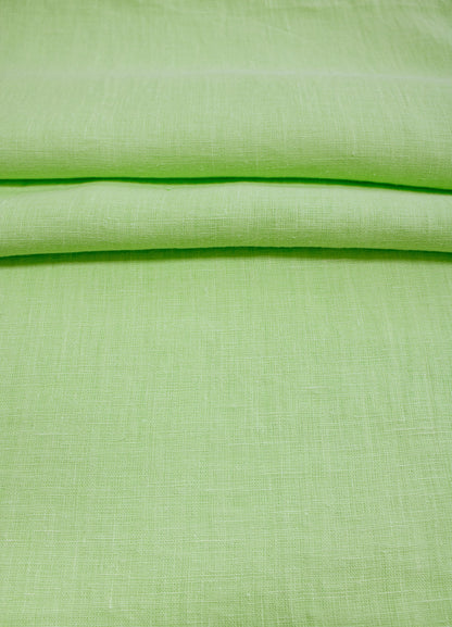 Luca-S Natural Pure 100% Linen Wrinkled Fabric Apple Green Color