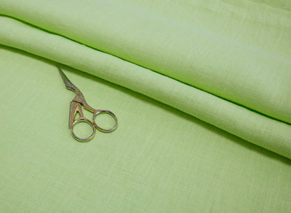 Luca-S Natural Pure 100% Linen Wrinkled Fabric Apple Green Color