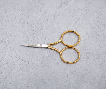 Luca-S Embroidery Scissors Widebow Gold Plated Handles 3 1/2"