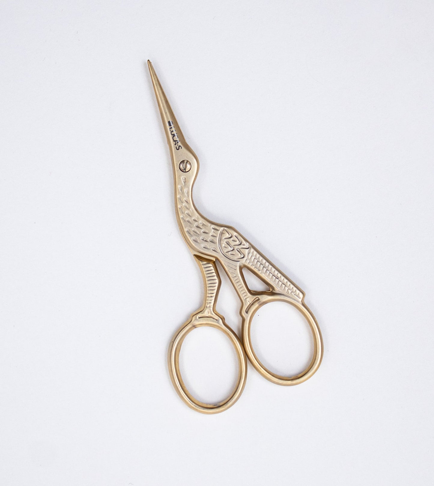 Luca-S Stork Scissors Sandblasted Gold Handles 3 1/2"