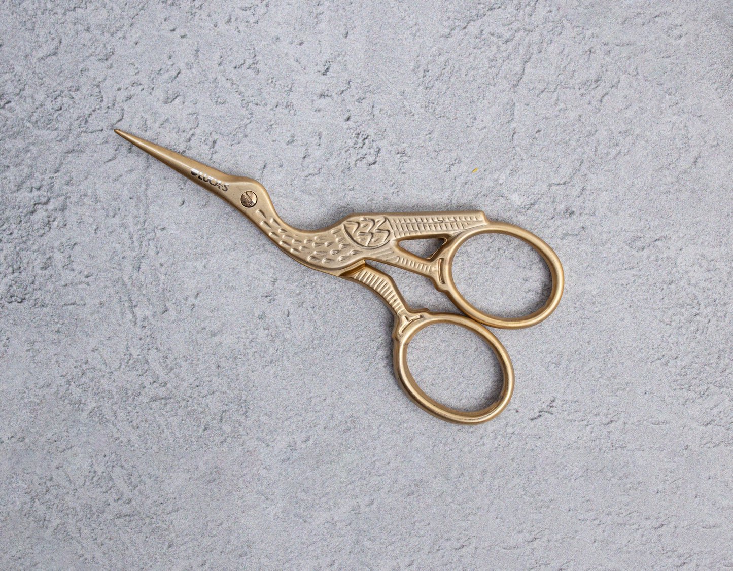 Luca-S Stork Scissors Sandblasted Gold Handles 3 1/2"