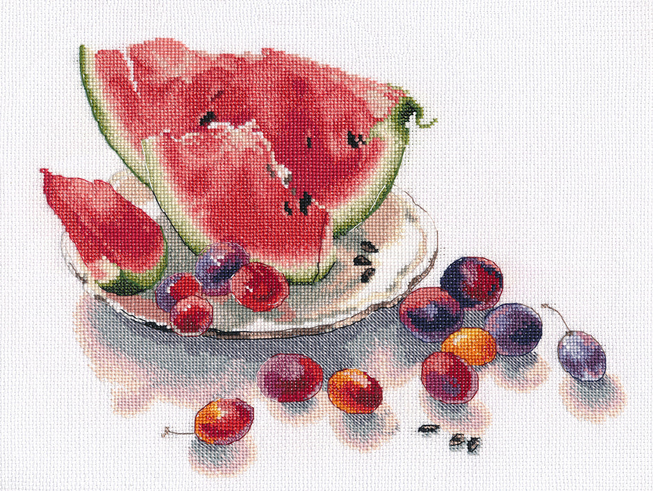 Cross Stitch Kit Oven - Still life with Watermelon