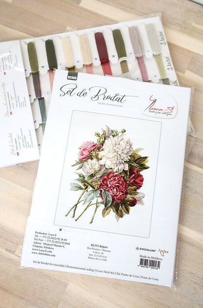 Cross Stitch Kit Luca-S - The Peonies, B2355