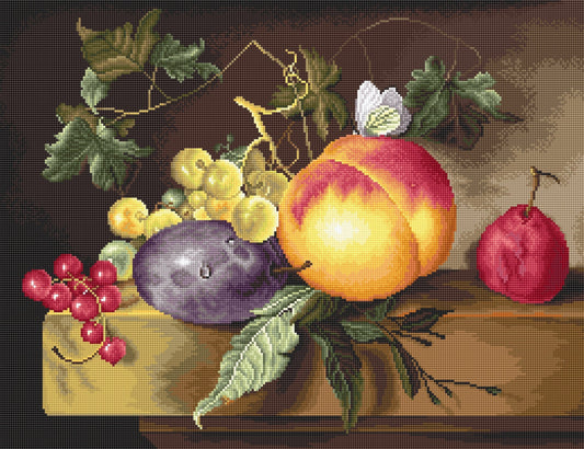 Cross Stitch Kit Luca-S - Still Life with Peach and Grapes, B593