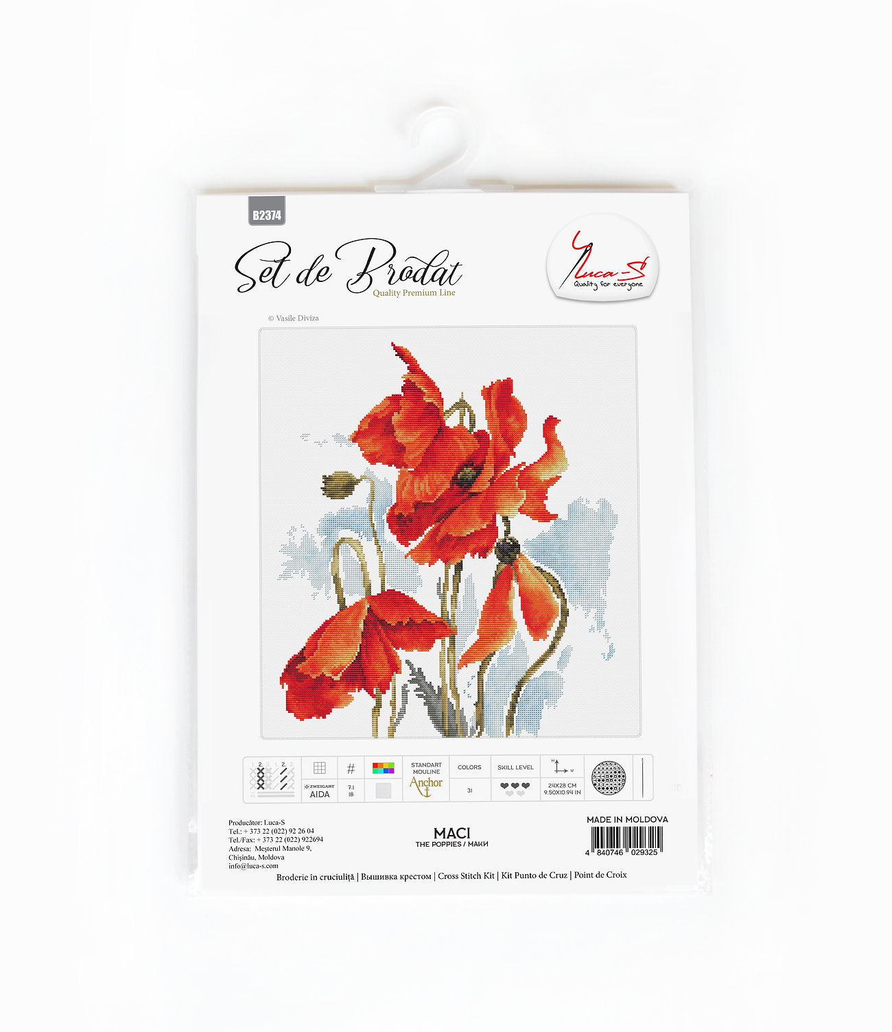 Cross Stitch Kit Luca-S - The Poppies, B2374