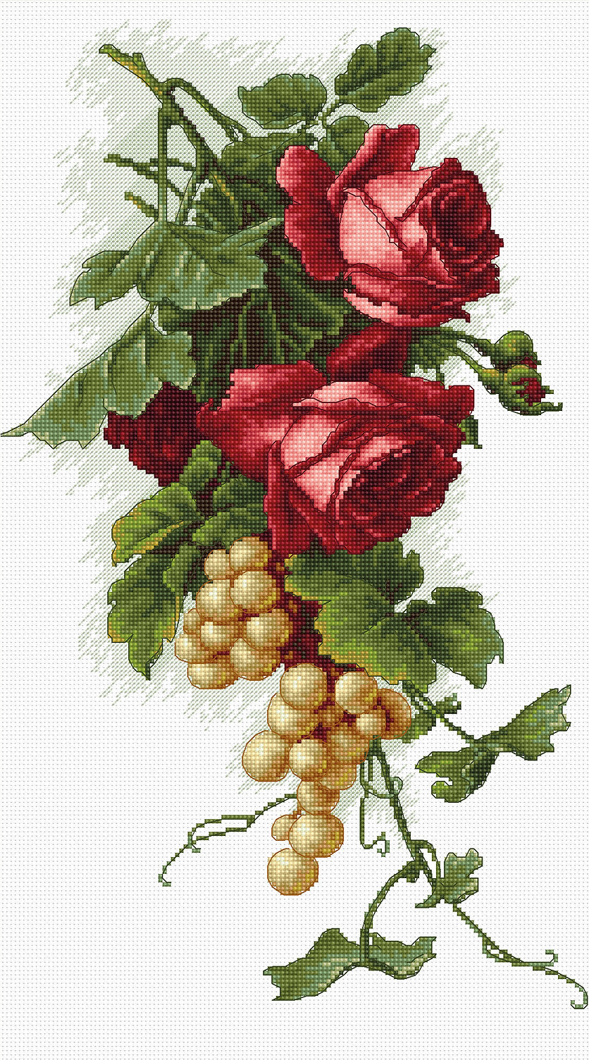 Cross Stitch Kit Luca-S - Red Roses and Grapes, B2229