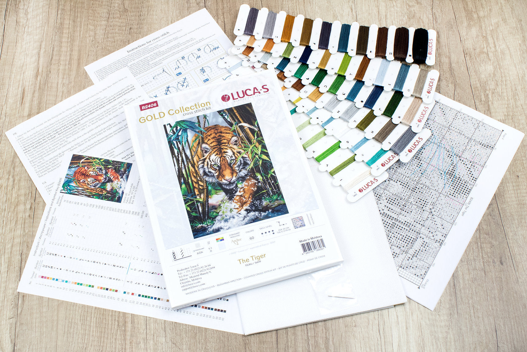 Cross Stitch Kit Luca-S Gold - The Tiger - HobbyJobby