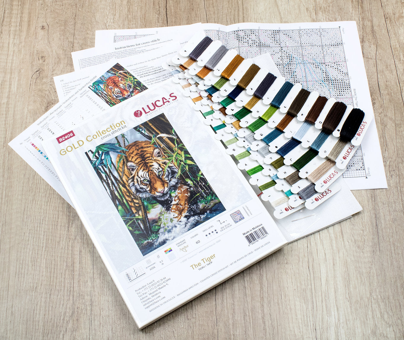 Cross Stitch Kit Luca-S Gold - The Tiger - HobbyJobby