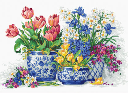 Cross Stitch Kit Luca-S - Spring flowers - HobbyJobby