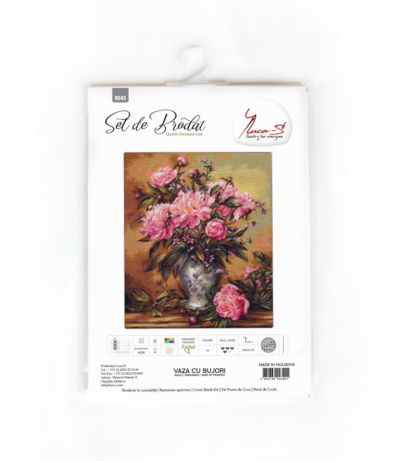 Cross Stitch Kit Luca-S - Peonies Vase, B543