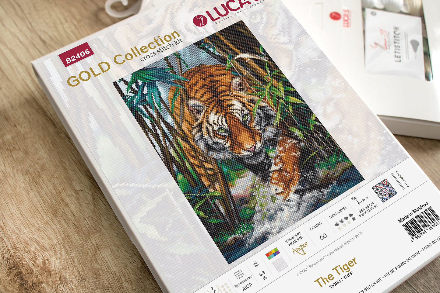 Cross Stitch Kit Luca-S Gold - The Tiger - HobbyJobby