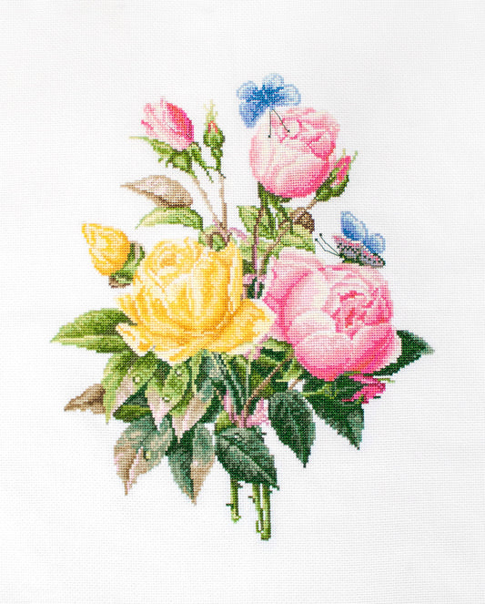 Cross Stitch Kit Luca-S - Yellow Roses and Bengal Roses, BU4003