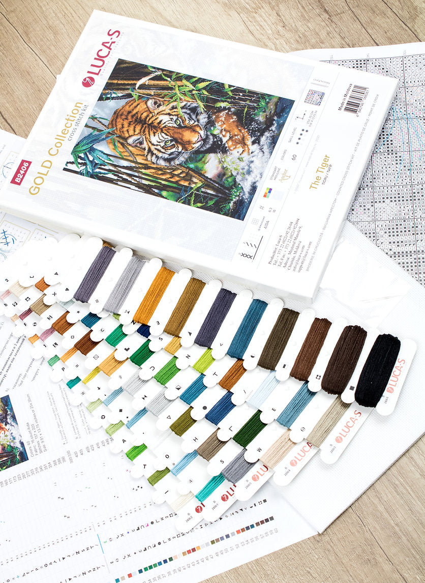 Cross Stitch Kit Luca-S Gold - The Tiger - HobbyJobby