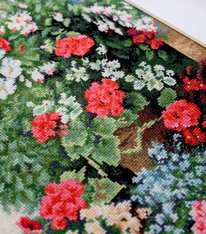 Cross Stitch Kit Luca-S - Terrace with Flowers, BU4017