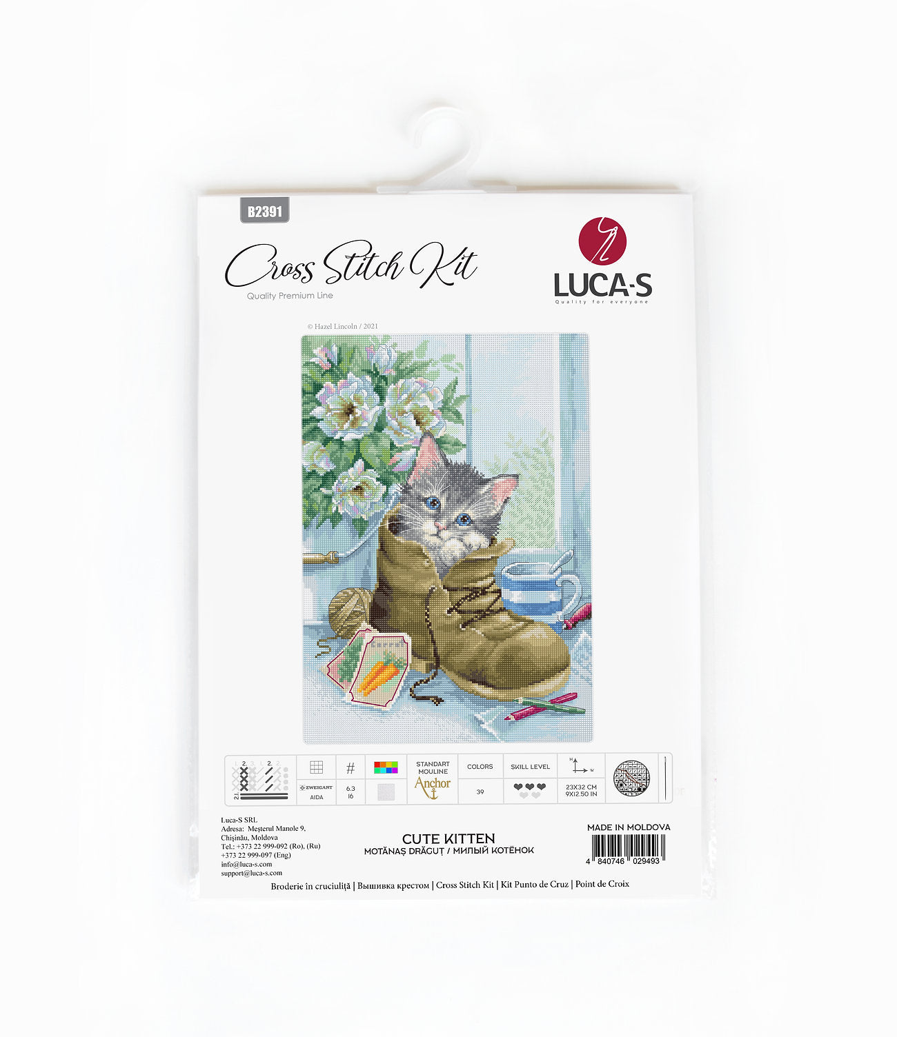 Cross Stitch Kit Luca-S - Cute kitten - HobbyJobby