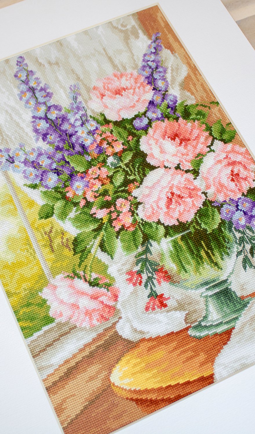 Cross Stitch Kit Luca-S - Roses and Delphiniums, BU4016