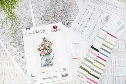 Cross Stitch Kit Luca-S - Bouquet with roses - HobbyJobby