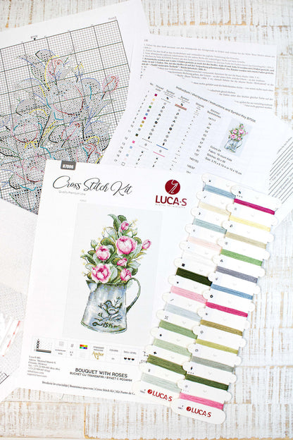 Cross Stitch Kit Luca-S - Bouquet with roses - HobbyJobby