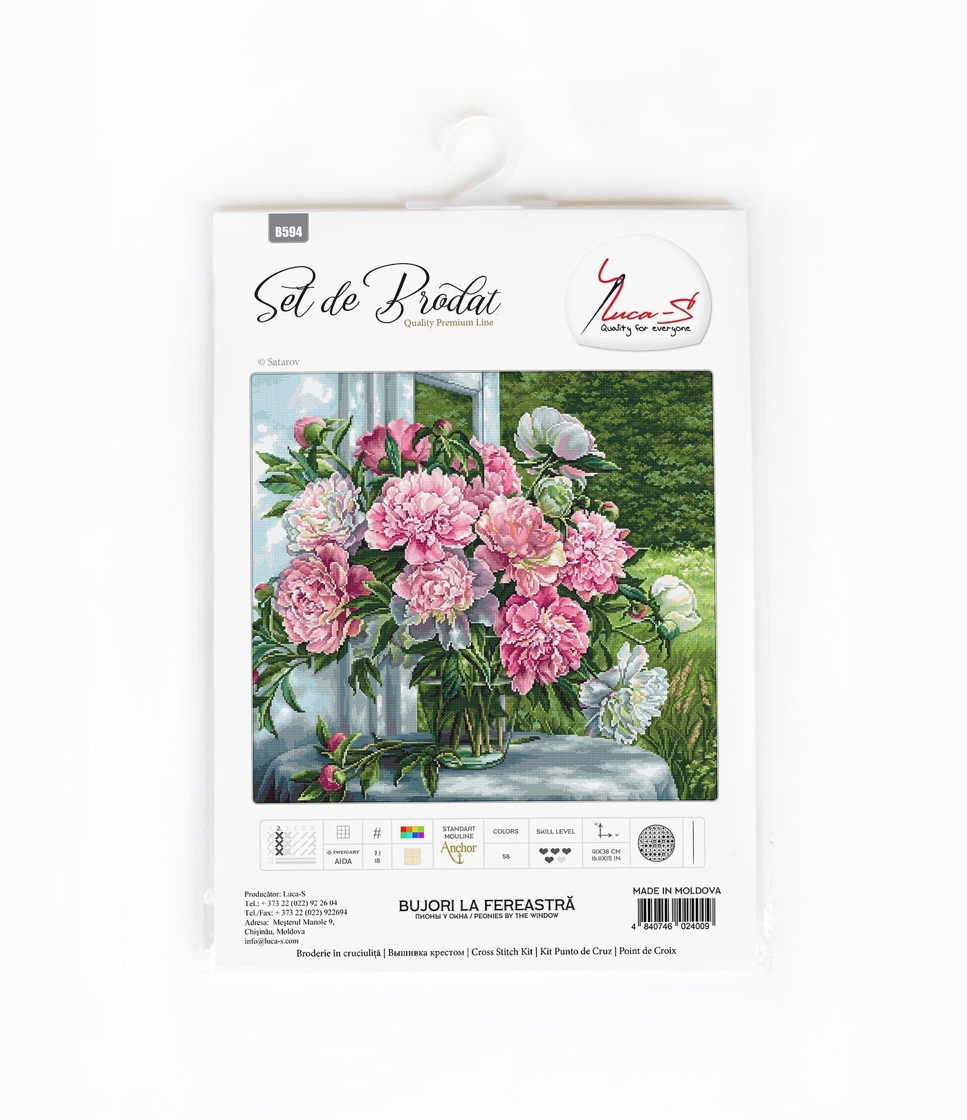 Cross Stitch Kit Luca-S - Peonies by the Window, B594