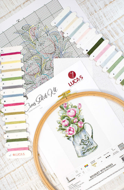 Cross Stitch Kit Luca-S - Bouquet with roses - HobbyJobby