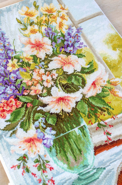 Cross Stitch Kit Luca-S - Flowers by the Window, BU4015