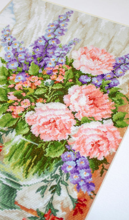 Cross Stitch Kit Luca-S - Roses and Delphiniums, BU4016