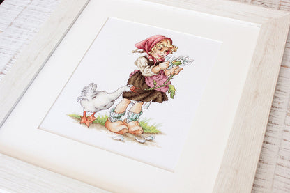 Cross Stitch Kit Luca-S - Girl with the Goose, B1047