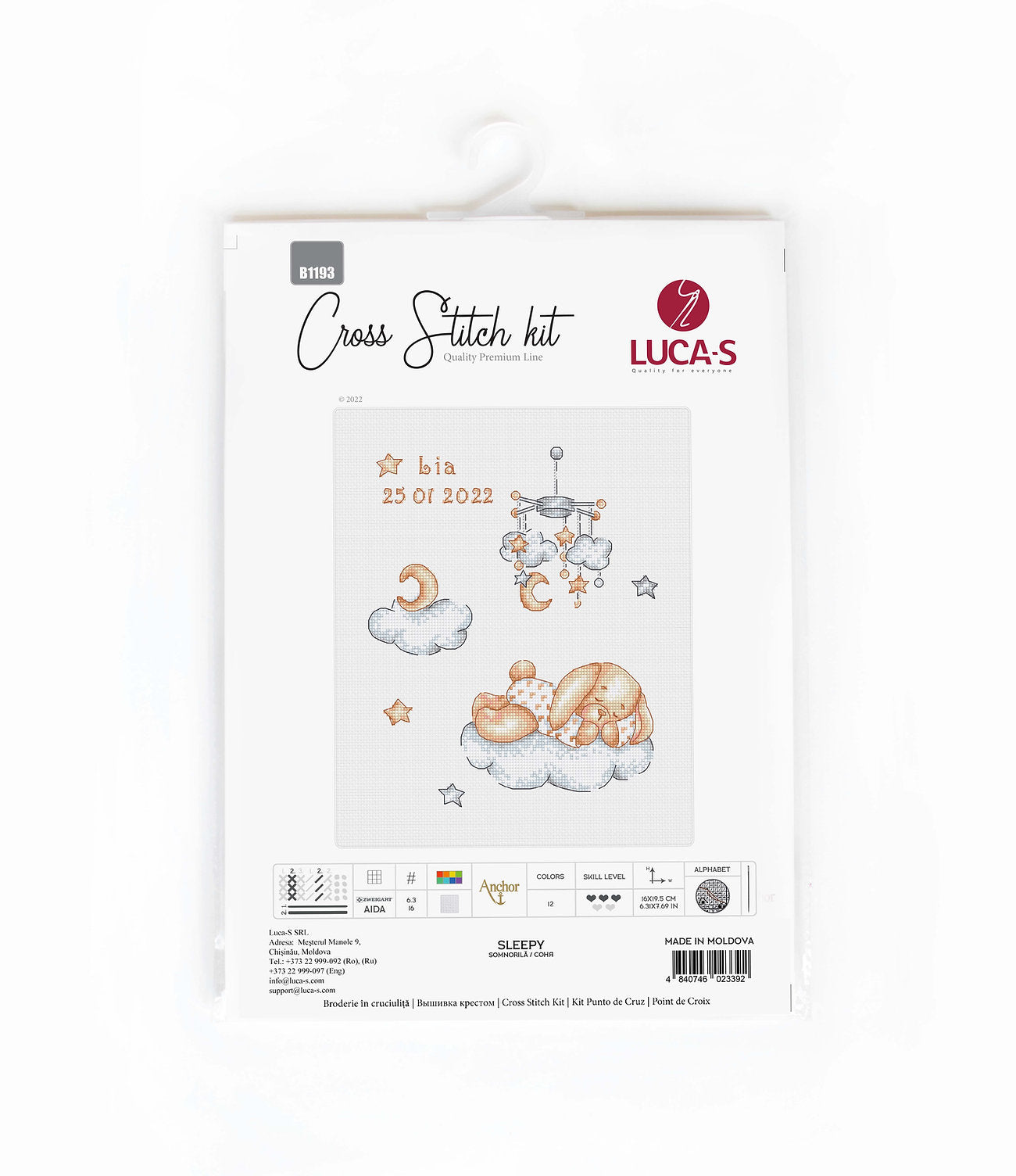 Cross Stitch Kit Luca-S - Sleepy - HobbyJobby