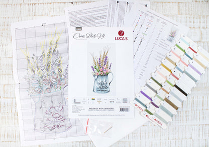 Cross Stitch Kit Luca-S - Bouquet with lavender - HobbyJobby