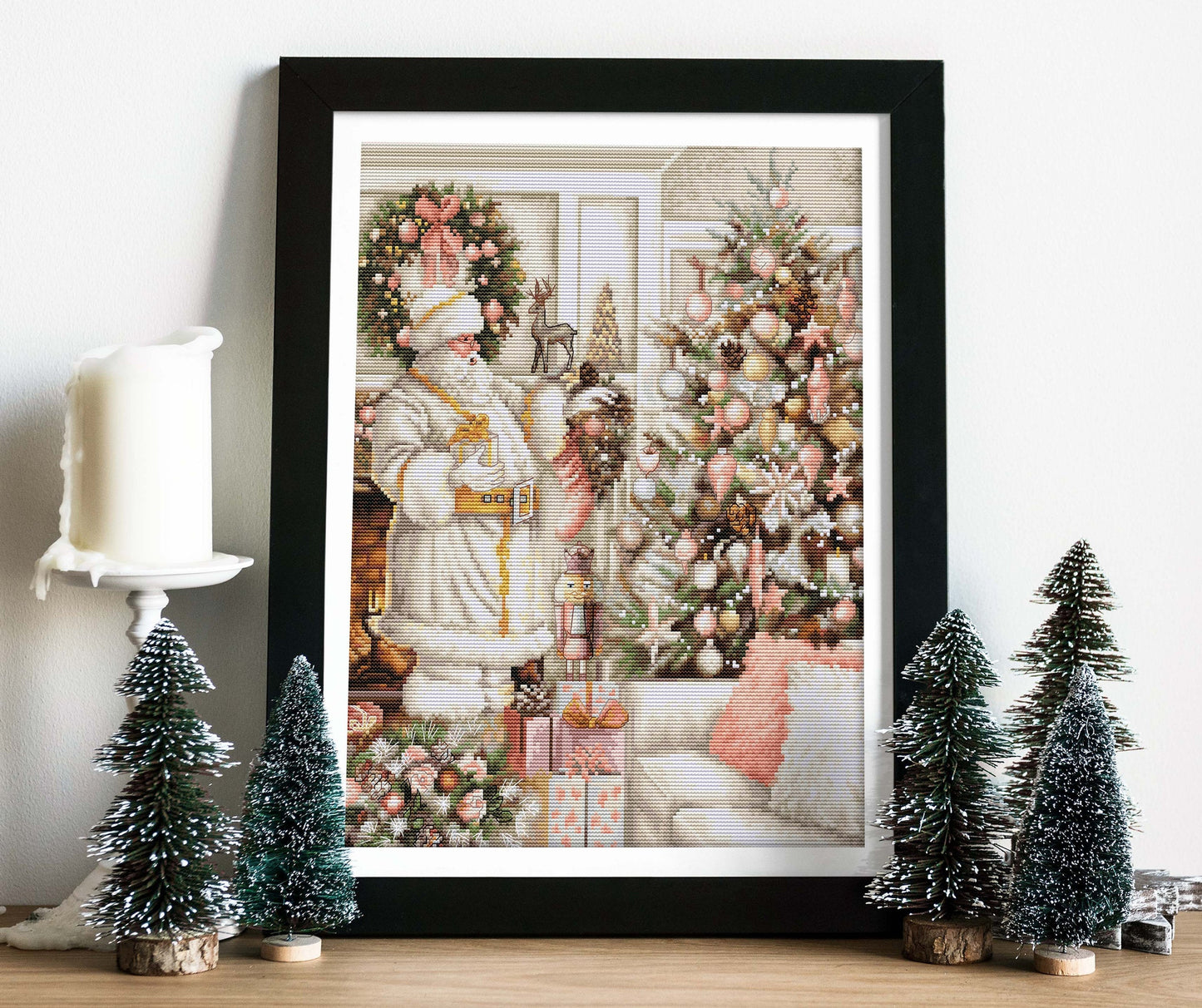 Cross Stitch Kit Luca-S - White Santa With Christmas Tree, BU5019