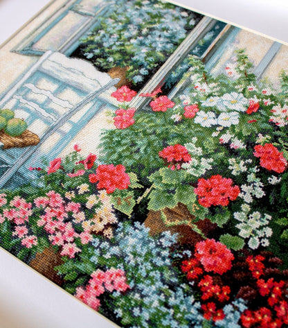 Cross Stitch Kit Luca-S - Terrace with Flowers, BU4017