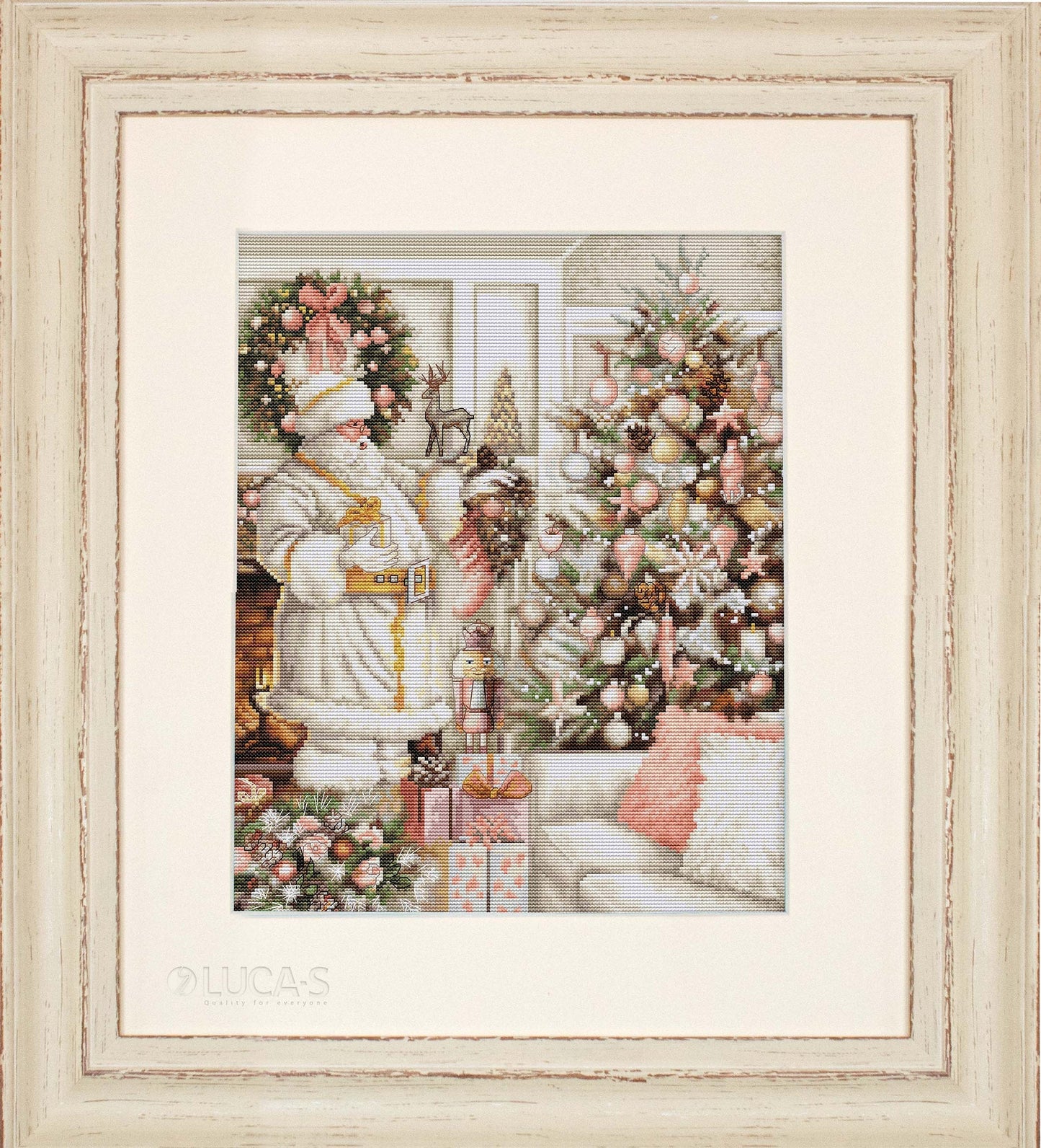 Cross Stitch Kit Luca-S - White Santa With Christmas Tree, BU5019