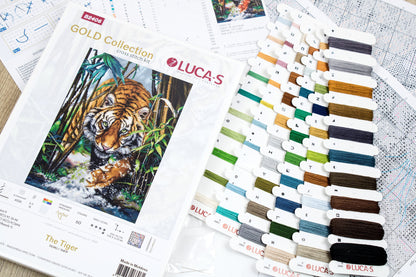 Cross Stitch Kit Luca-S Gold - The Tiger - HobbyJobby