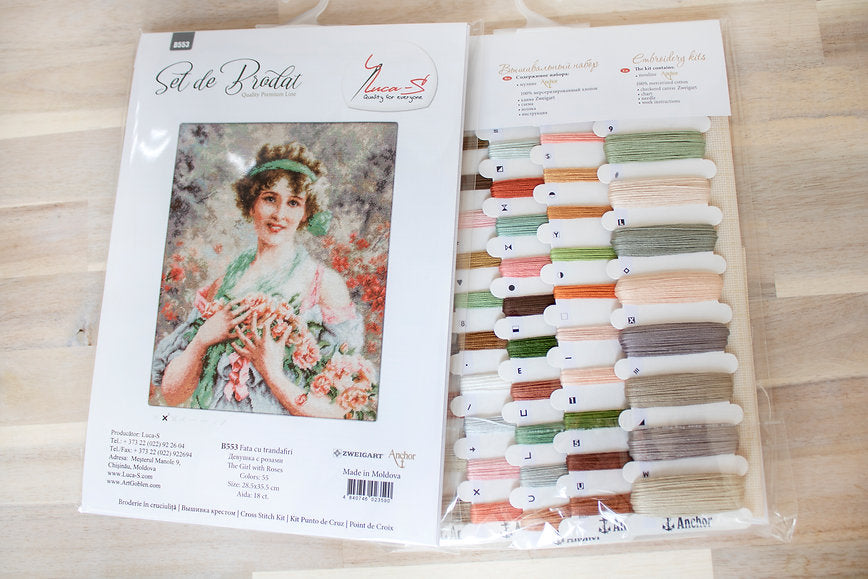 Cross Stitch Kit Luca-S - The girl with the Roses, B553