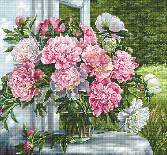 Cross Stitch Kit Luca-S - Peonies by the Window, B594