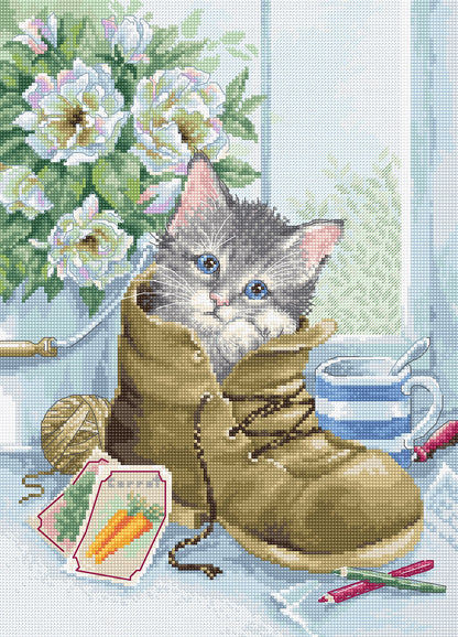 Cross Stitch Kit Luca-S - Cute kitten - HobbyJobby