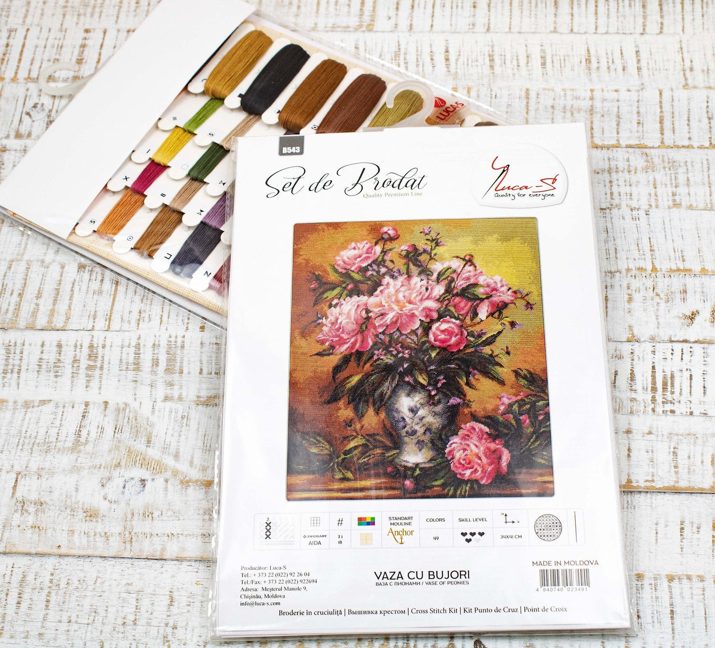 Cross Stitch Kit Luca-S - Peonies Vase, B543