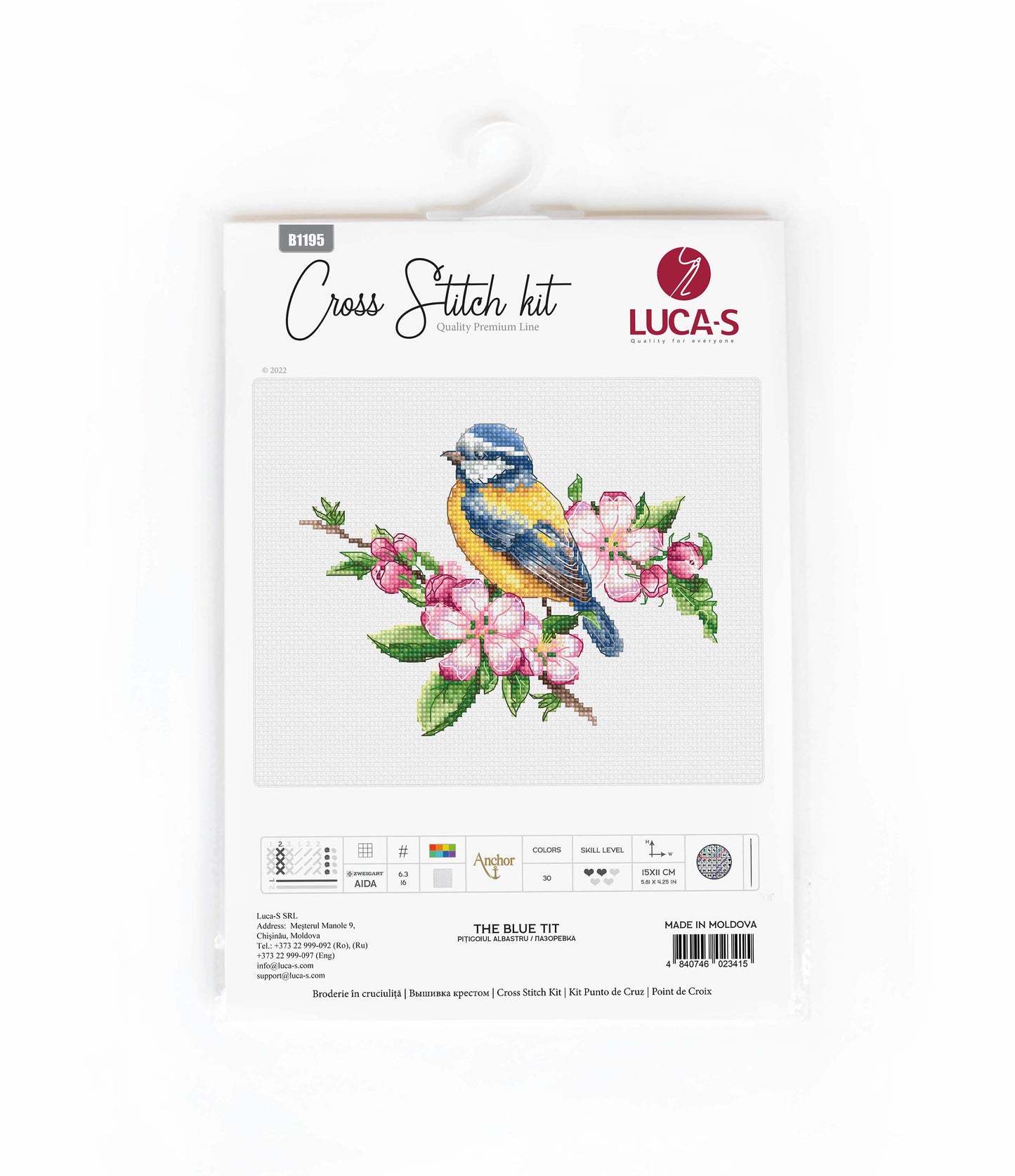 Cross Stitch Kit Luca-S - The Blue Tit, B1195