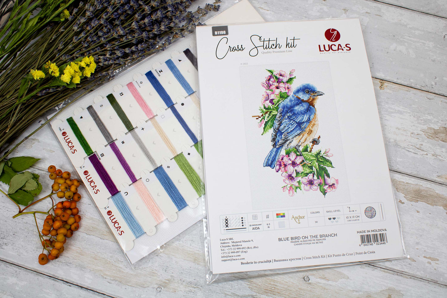 Cross Stitch Kit Luca-S - Blue Bird on the Branch, B1198