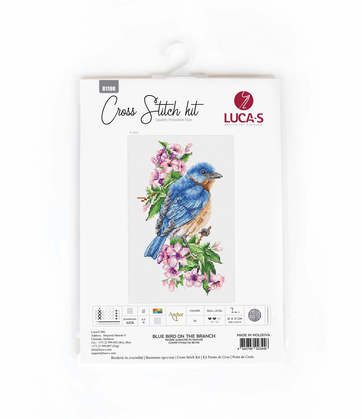 Cross Stitch Kit Luca-S - Blue Bird on the Branch, B1198