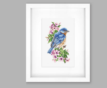 Cross Stitch Kit Luca-S - Blue Bird on the Branch, B1198